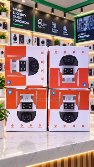 Dual-Lens 2-Screen PTZ Camera | Smart Motion Detection, Two-Way Audio