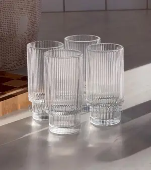 6pc Elegant Ribbed Glass Tumbler Set