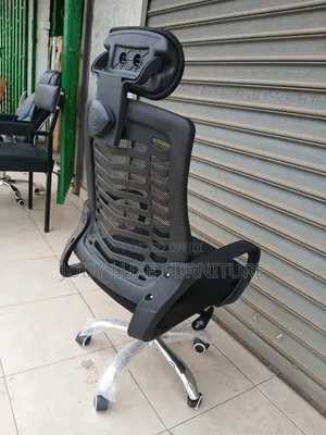 Metallic Base +Black Mesh Headrest Office Chair