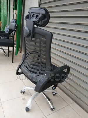 Metallic Base +Black Mesh Headrest Office Chair