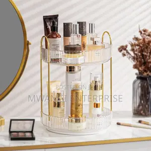 2 Layer 360° Rotating Makeup Storage Rack