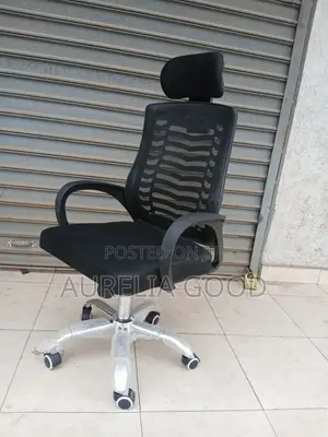 Metallic Base +Black Mesh Headrest Office