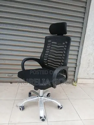 Metallic Base +Black Mesh Headrest Office