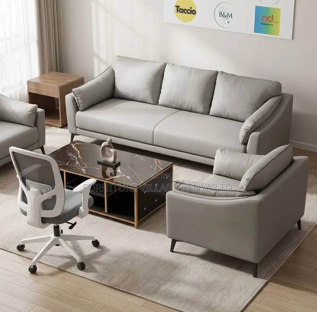 Office Sofa; 5 Seater Modern Leather Office Reception Sofas