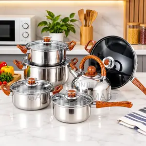 12-Piece Stainless Steel Kitchen Cookware Set With Kettle