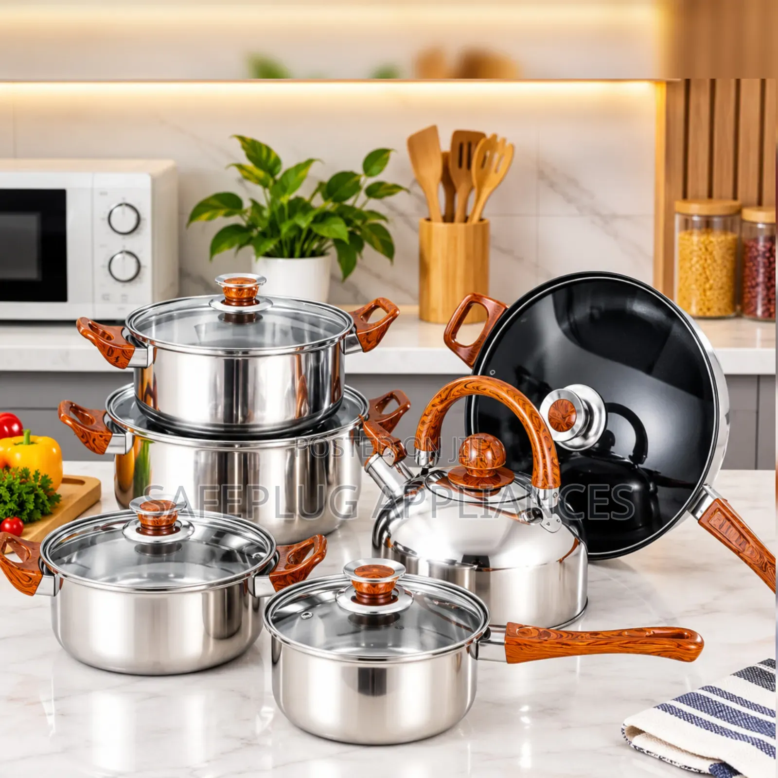 12-Piece Stainless Steel Cookware Set With Kettle