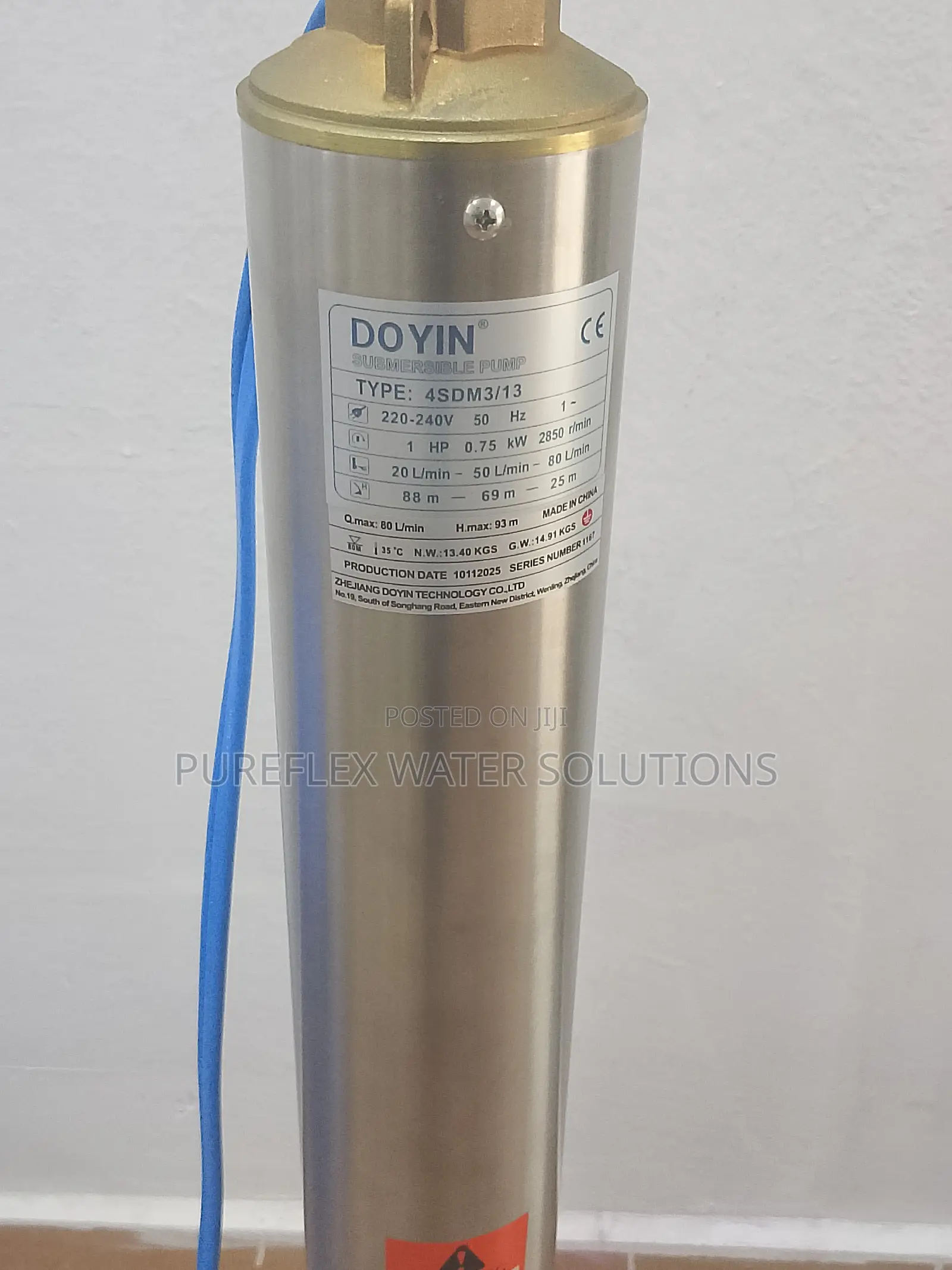 1 HP AC Pump - 93M Max Head, 5 000 LPH