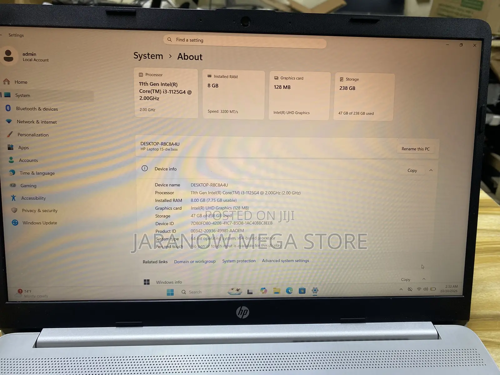 Laptop HP 15 8GB Intel Core i3 SSD 256GB