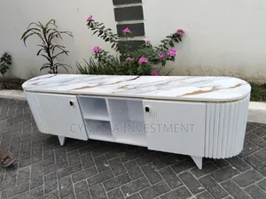 6 Ft , Gold Top TV Stand