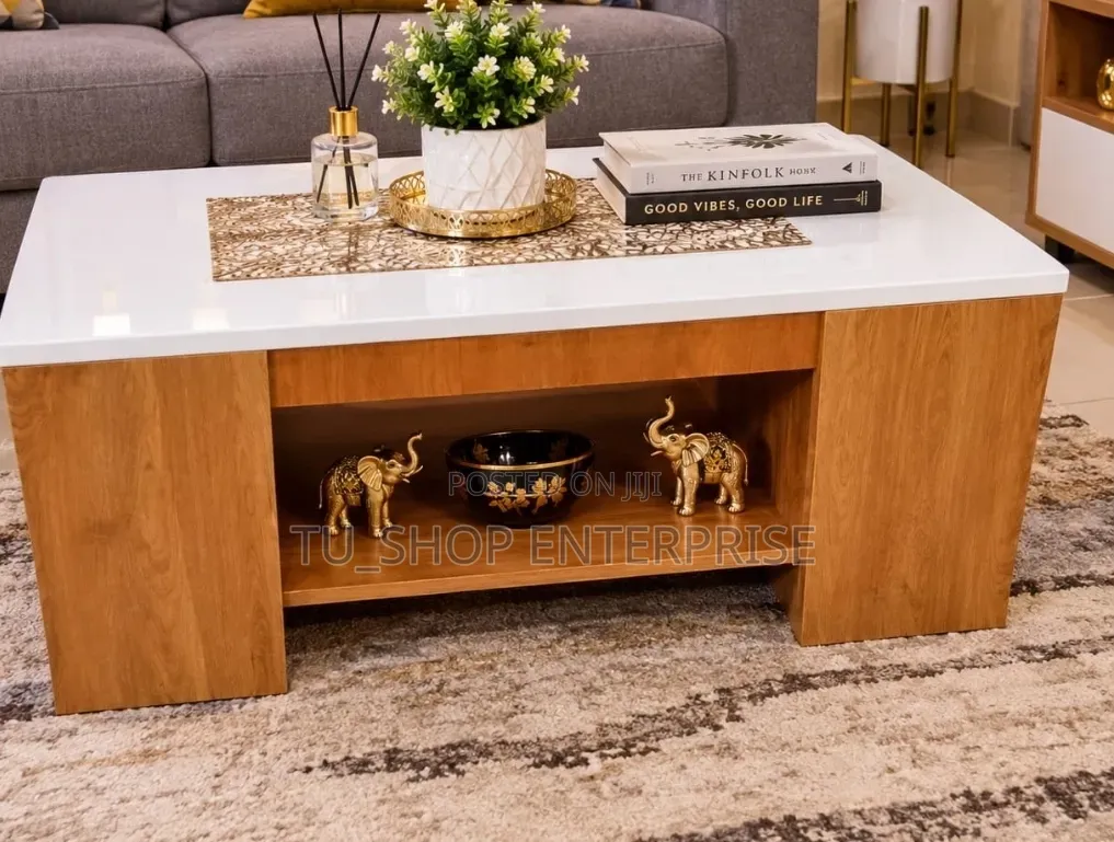 Modern Executive Julz Coffee Marble Laminated Coffee Table at 