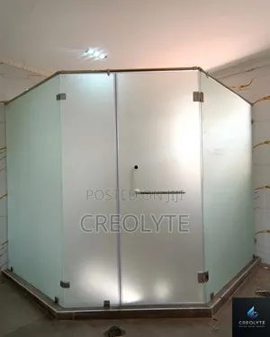 Frameless Frosted Glass Shower Cubicle (Corner / Diamond Shape)