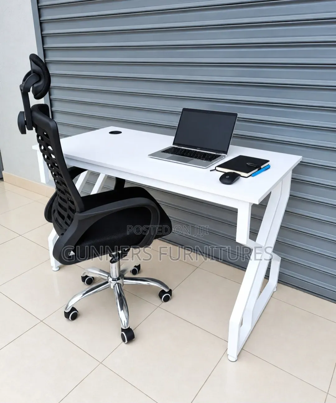 Combo Metallic Desk +Headrest Office Chair