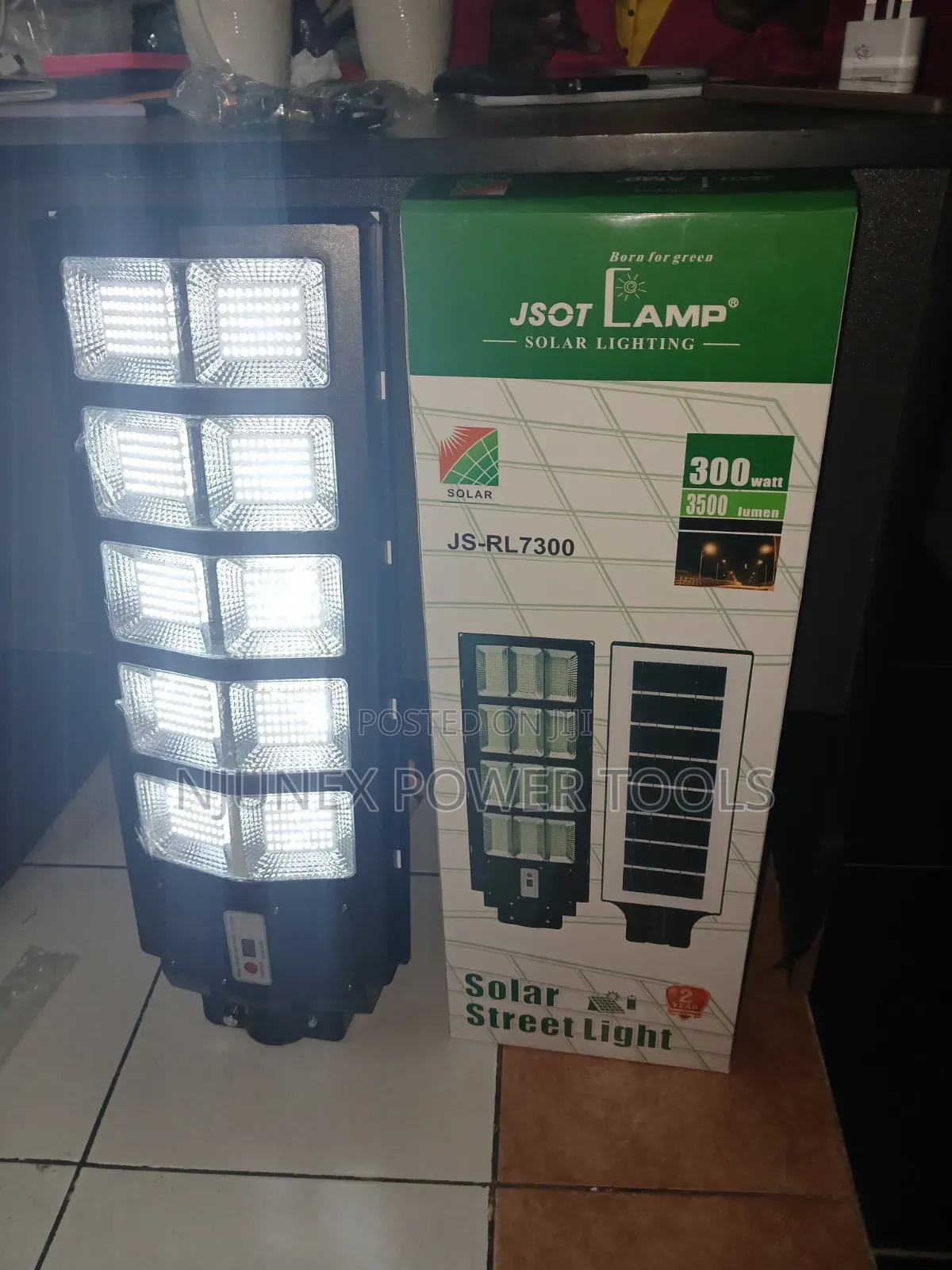 Shows a JSOT Lamp Solar Street Light (Model JS-RL7300