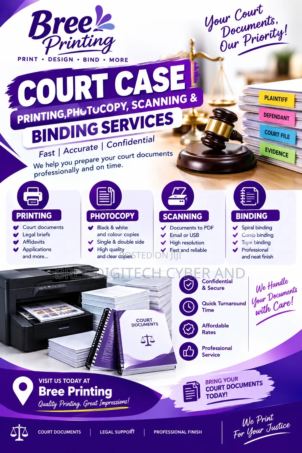 Professional Court Document Printing Scanning Copy & Binding Services