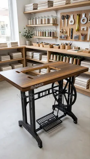 Manual Sewing Machine Table Top and Iron Pedal Stand Set..
