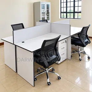 Modern Office Workstation Cubicles – 4-Person Cluster Desk
