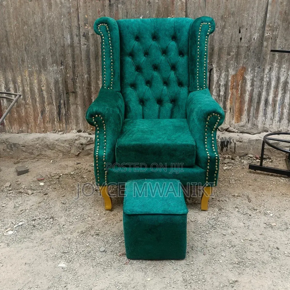 Pedicure Queen Seat and a Matching Stool, Green ,
