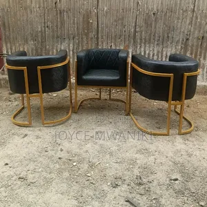 Black and Gold Leather Styling Chair, or Manicure Seat