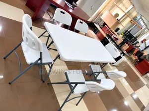 Modern White Folding Table and 6 Chairs