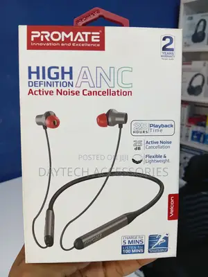 Promate Velcon ANC Wireless Neckband Earphones - Black
