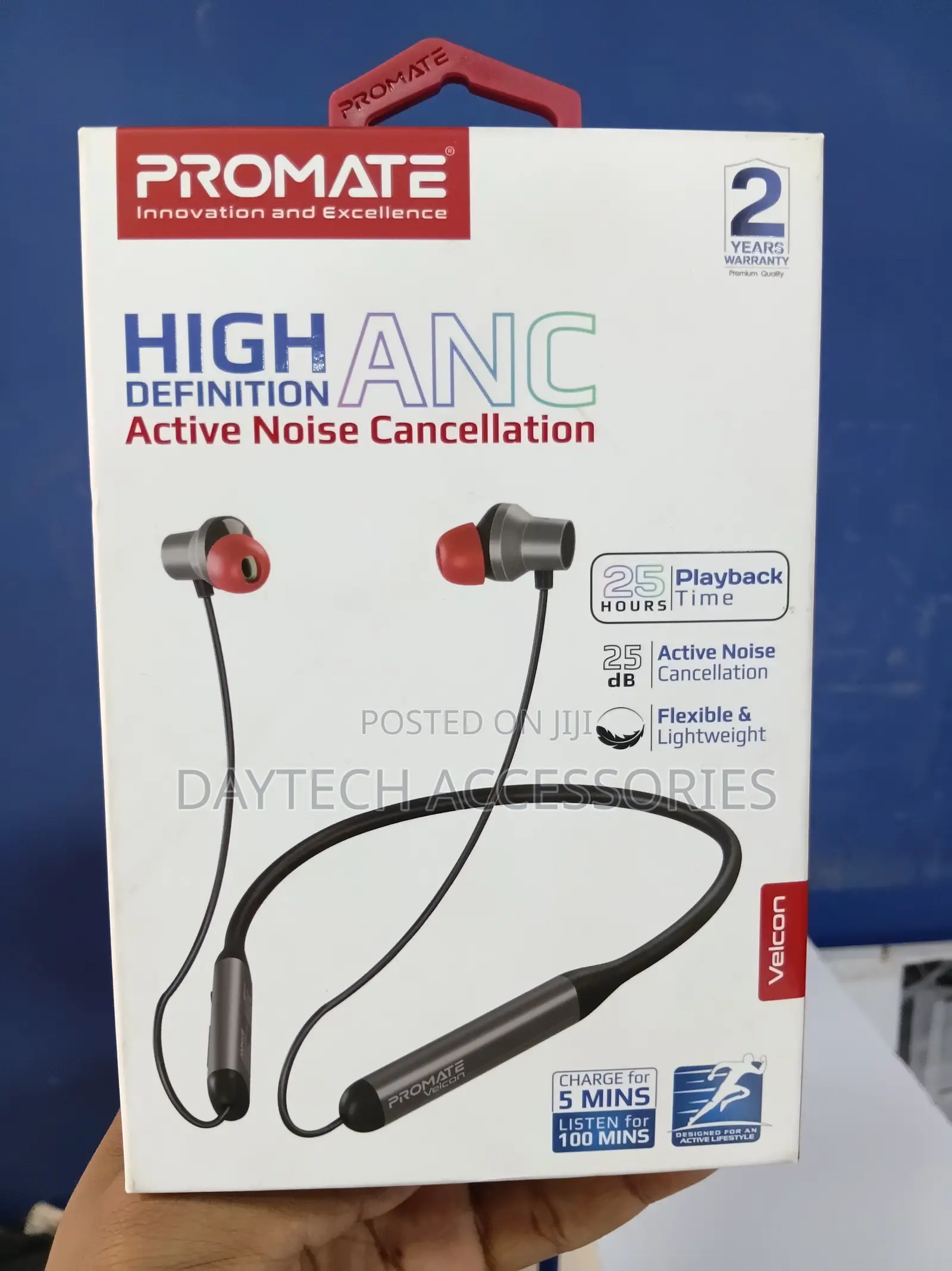 Promate Velcon ANC Wireless Neckband Earphones - Black