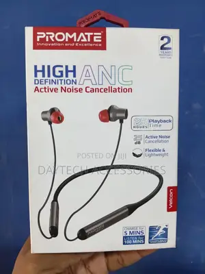 Promate Velcon ANC Wireless Neckband Earphones - Black