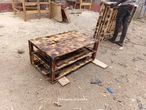Brown Coffe Table With Storage Shelves.