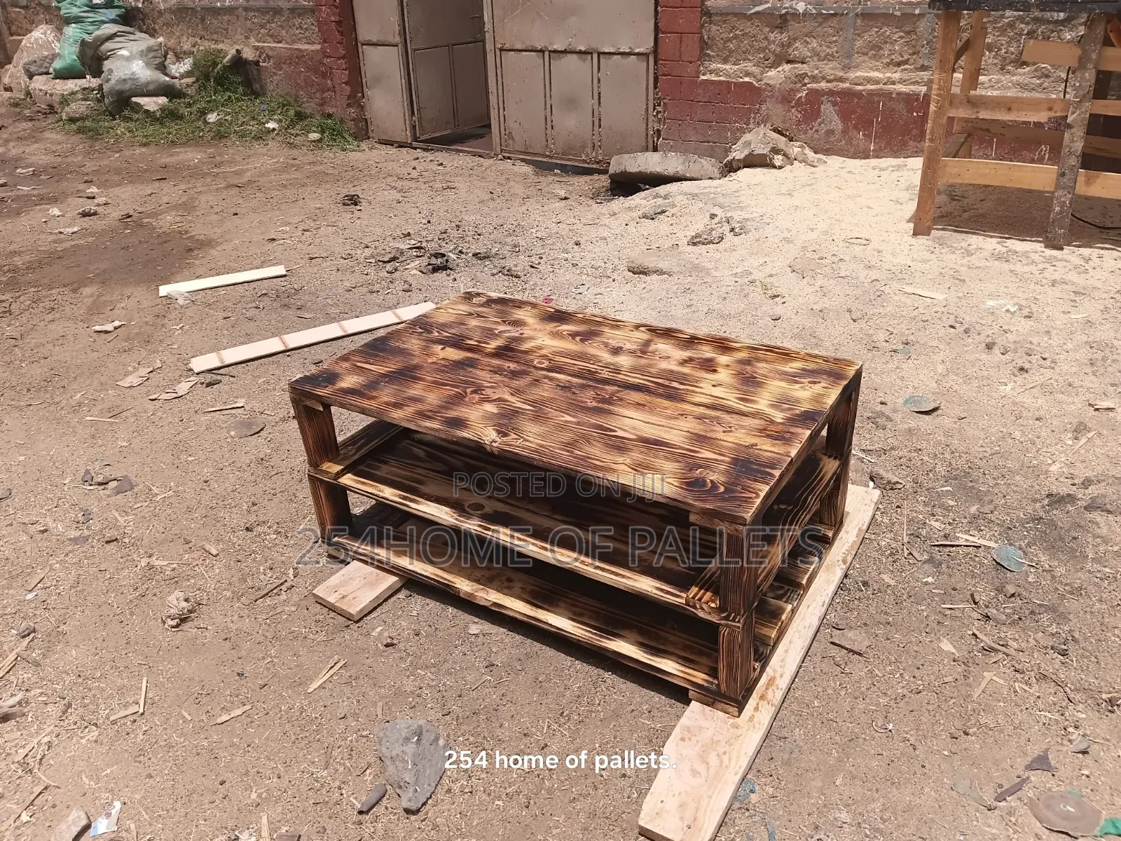 Brown Coffe Table With Storage Shelves.