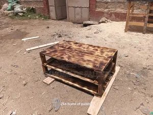 Brown Coffe Table With Storage Shelves.