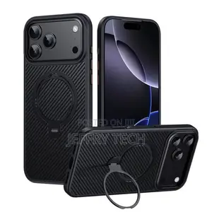 Carbon Fibre Phone With Rotating Magnetic Stand for iPhone 17 Pro Max
