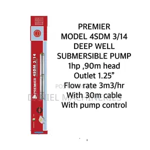 4sdm 3/14 Premier Deep Well Submersible Waterpump 1hp 90m
