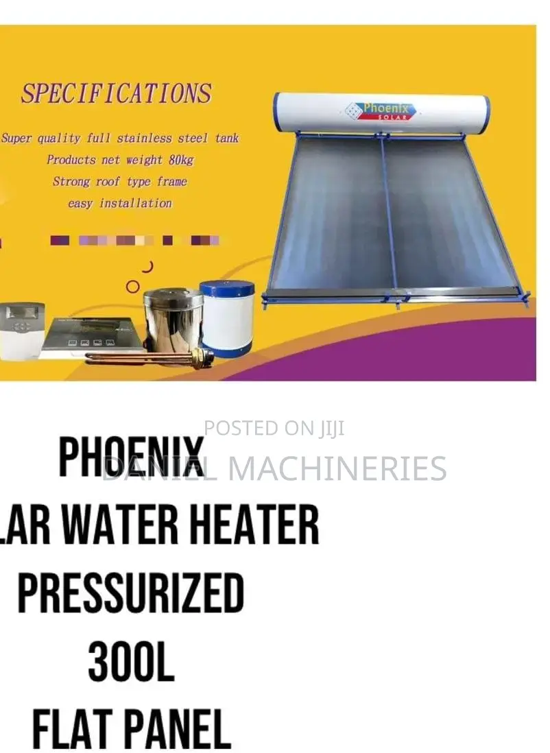 Phoenix Dc Solar Water Heater Pressurized 300ltrs Flat Panel