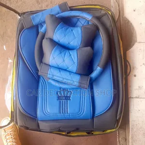 Blue Black Crown Diamond Stitched Full Set 5 Seater Car Set Covers