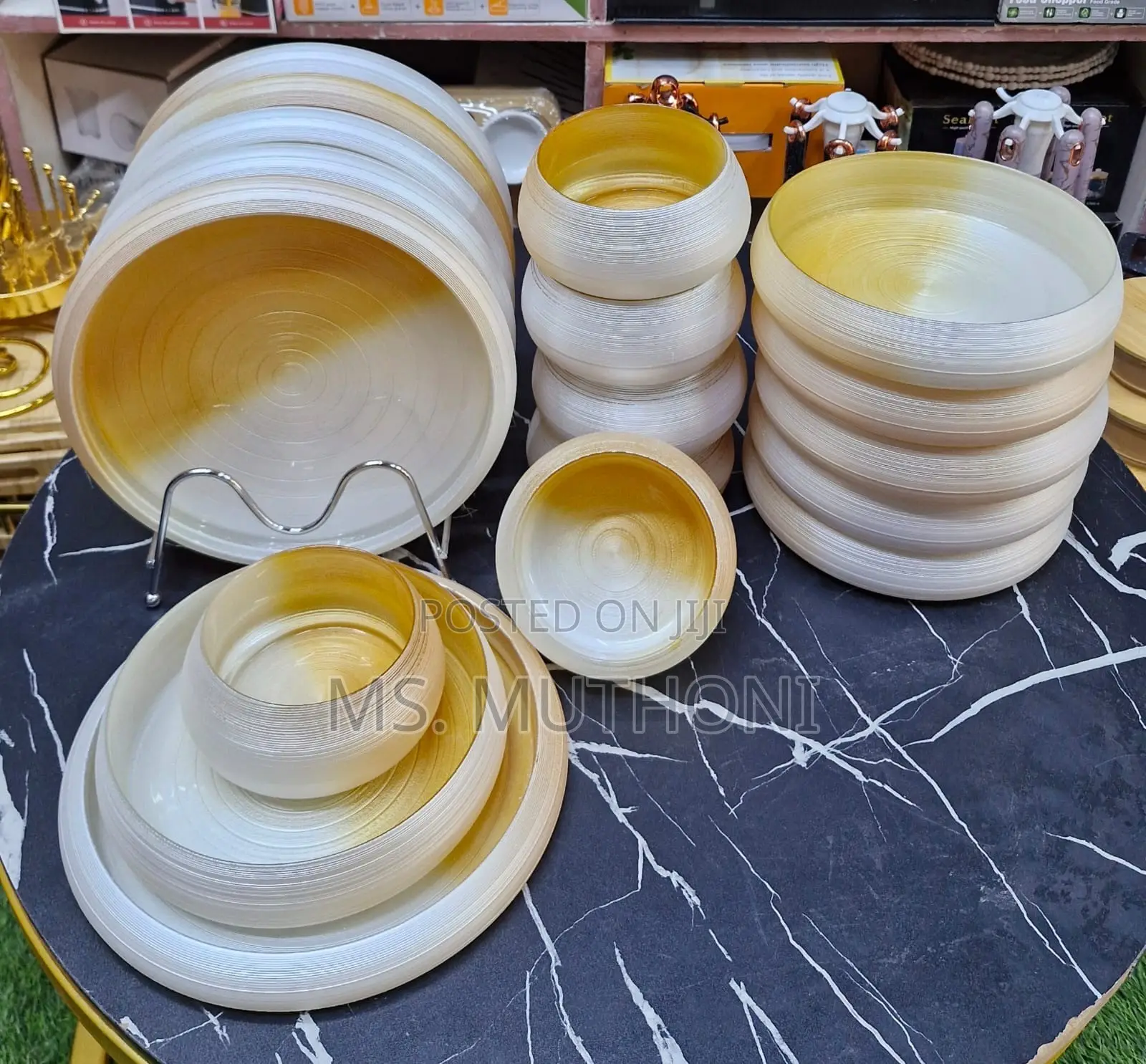 18 PCs Frosted Glass Dinnerware