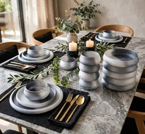 smoky Grey Swirl Dinner Set