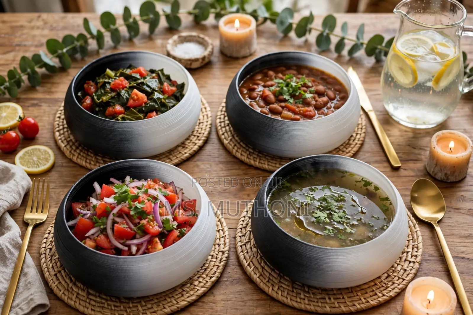 smoky Grey Swirl Dinner Set