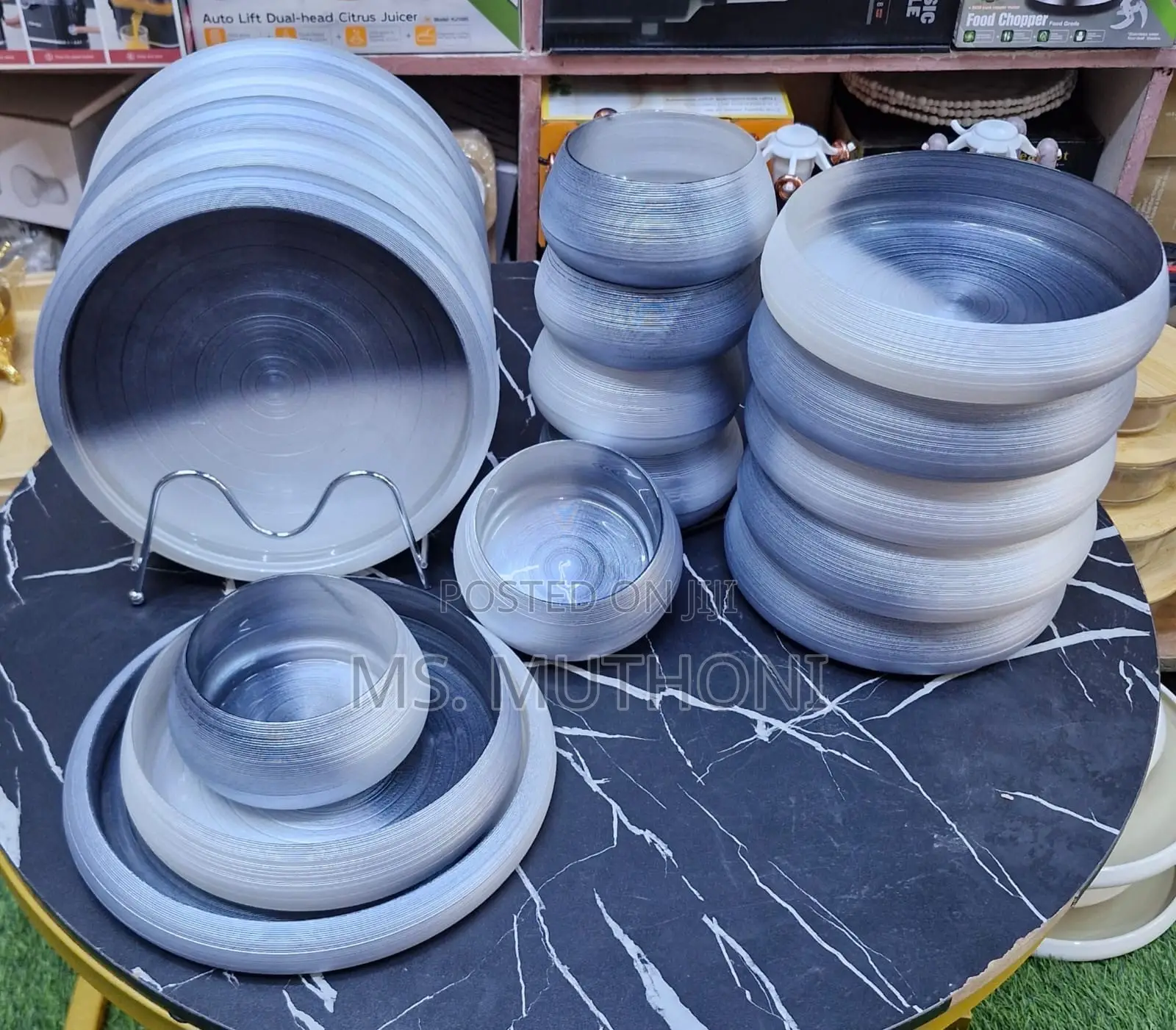 18 PCs Smoky Ombre Glass Dinnerware