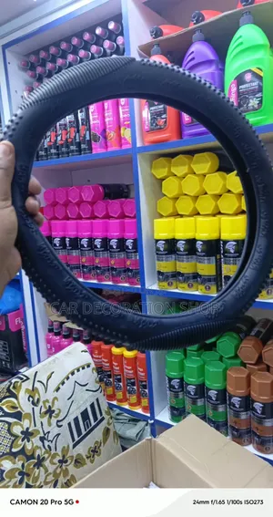 Black Silicon Steering Wheel Cover With Textured Anti Slip Grip Surfac