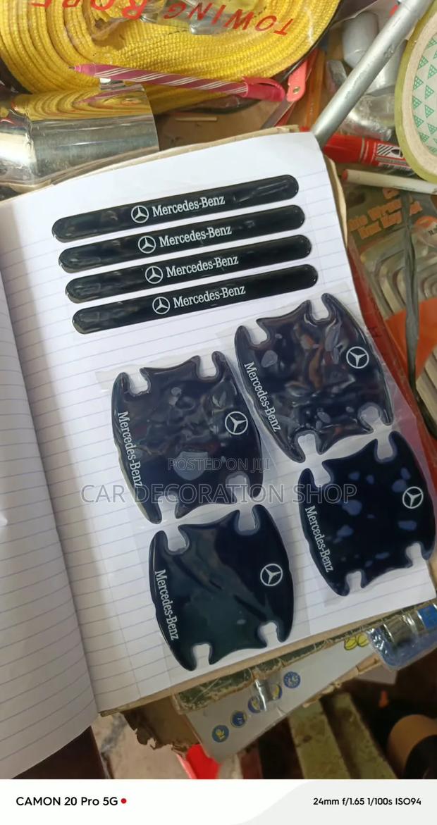 8pc Mercedes Branded Door Handle &Bowl Cup Black Antiscratch Protector - main view
