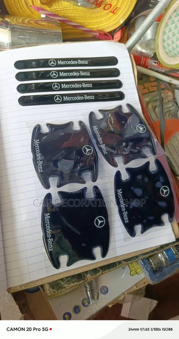 8pc Mercedes Branded Door Handle &Bowl Cup Black Antiscratch Protector - thumbnail 2