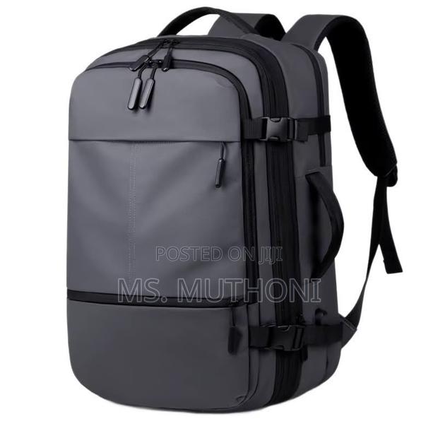 Versatile, Unisex Expandable Backpack (Black/Grey) - thumbnail 2