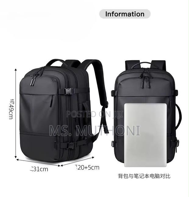 Versatile, Unisex Expandable Backpack (Black/Grey) - thumbnail 4