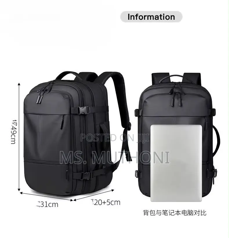 Versatile, Unisex Expandable Backpack (Black/Grey)