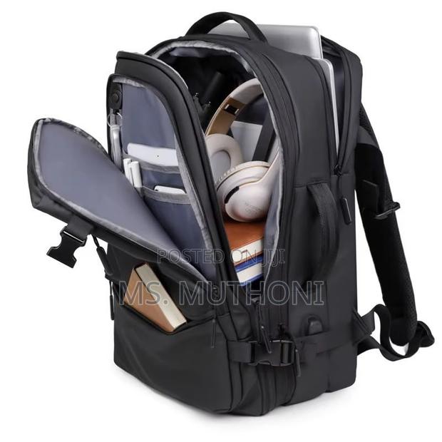 Versatile, Unisex Expandable Backpack (Black/Grey) - main view