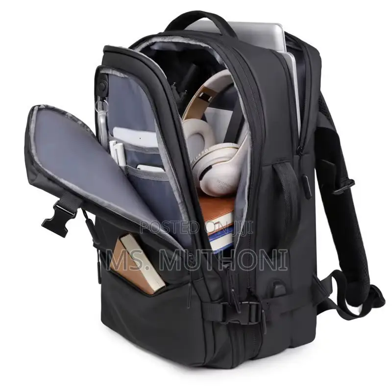 Versatile, Unisex Expandable Backpack (Black/Grey)