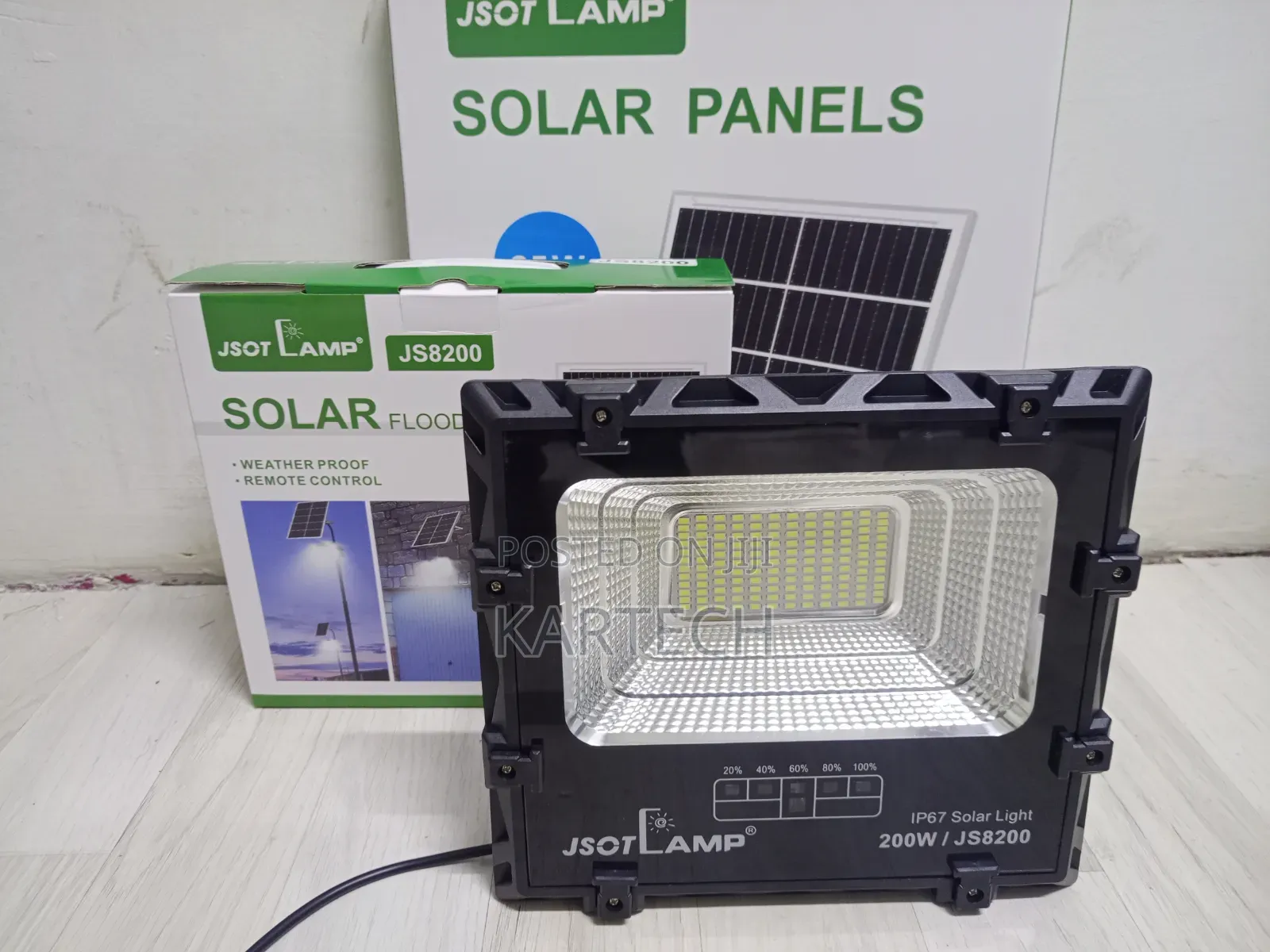 JSOT Lamp JS8200 200W IP67 Solar Floodlight With a Remote Control