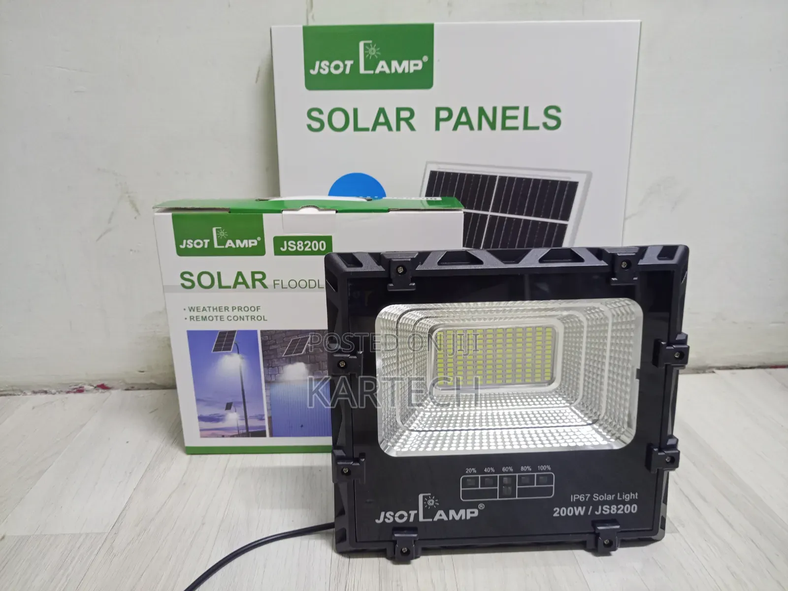 JSOT JS8200 Solar-Powered Floodlight for Gardens, Parking and Security