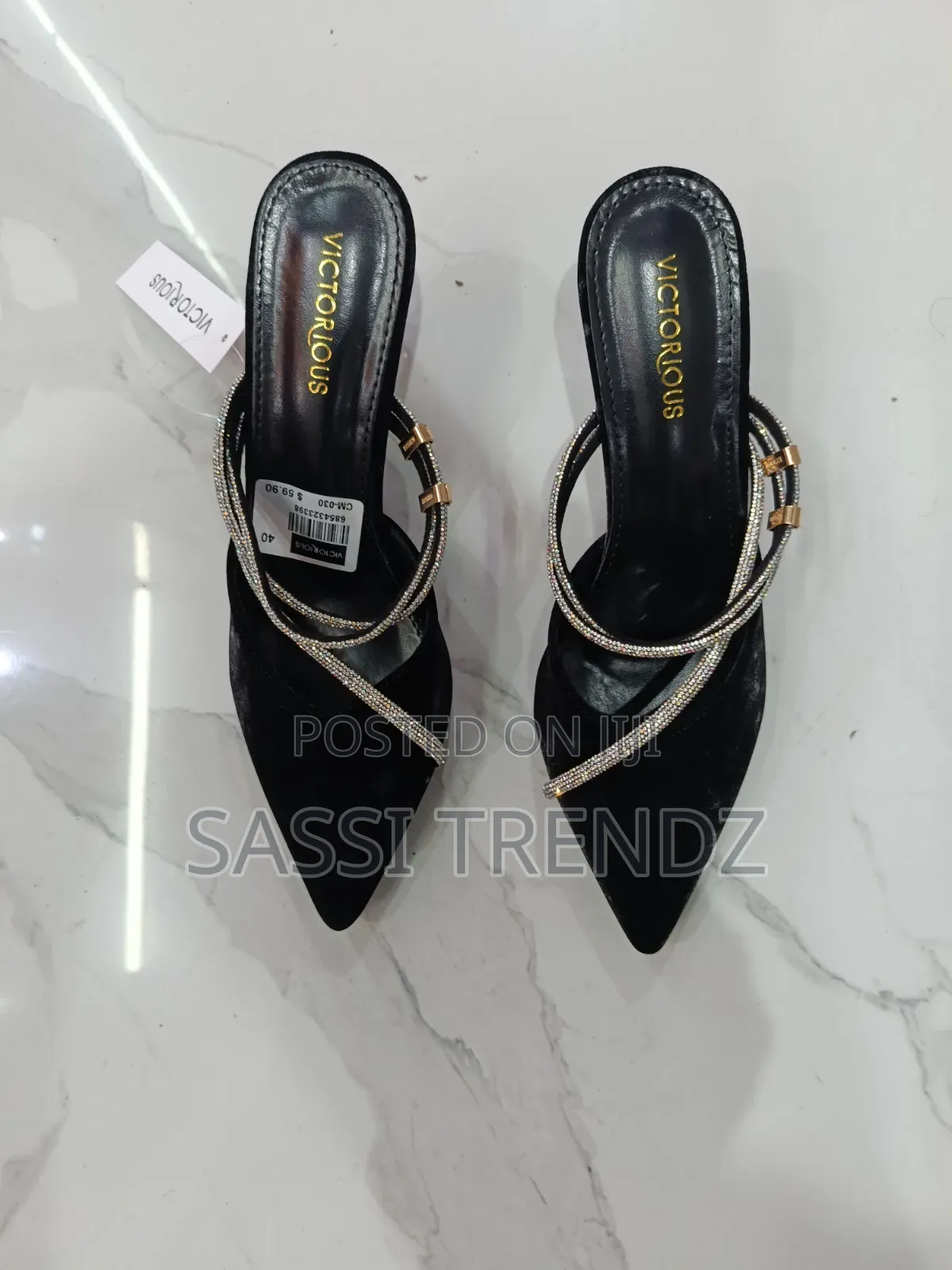 Victoria Kitted Suede Black Heels