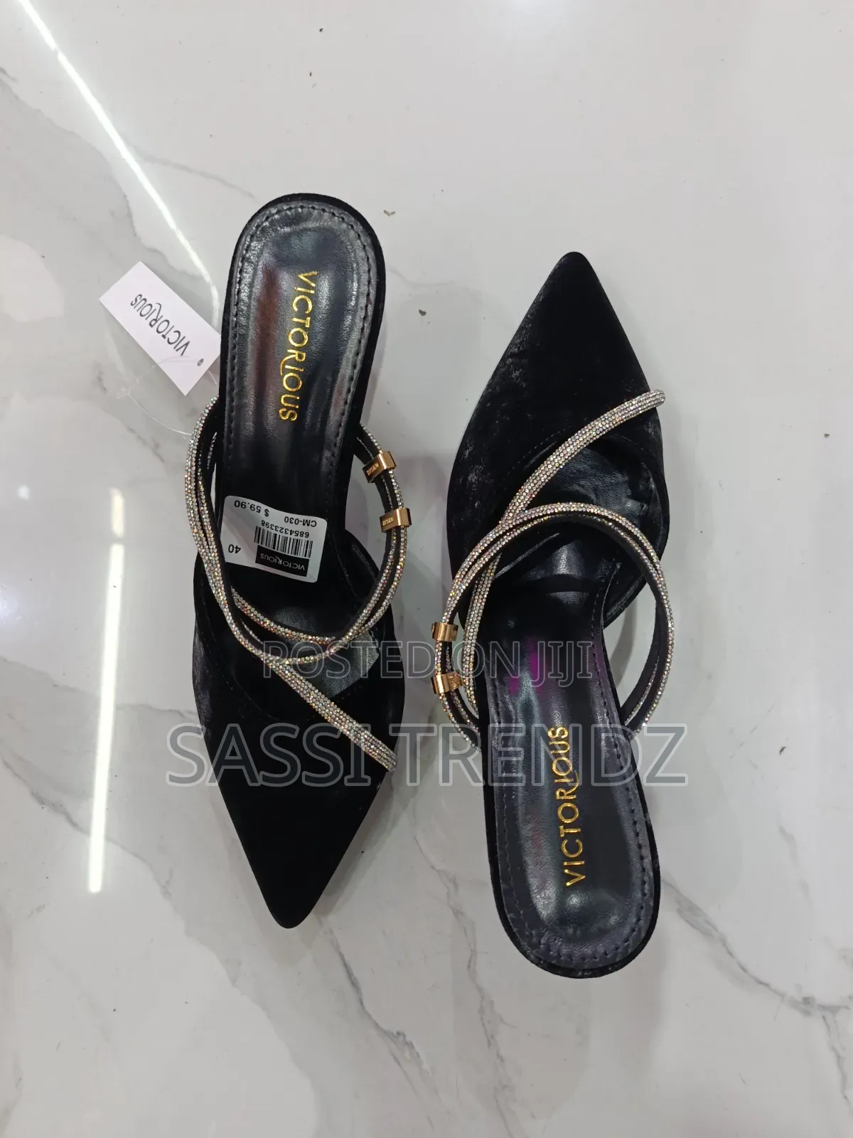 Victoria Kitted Suede Black Heels