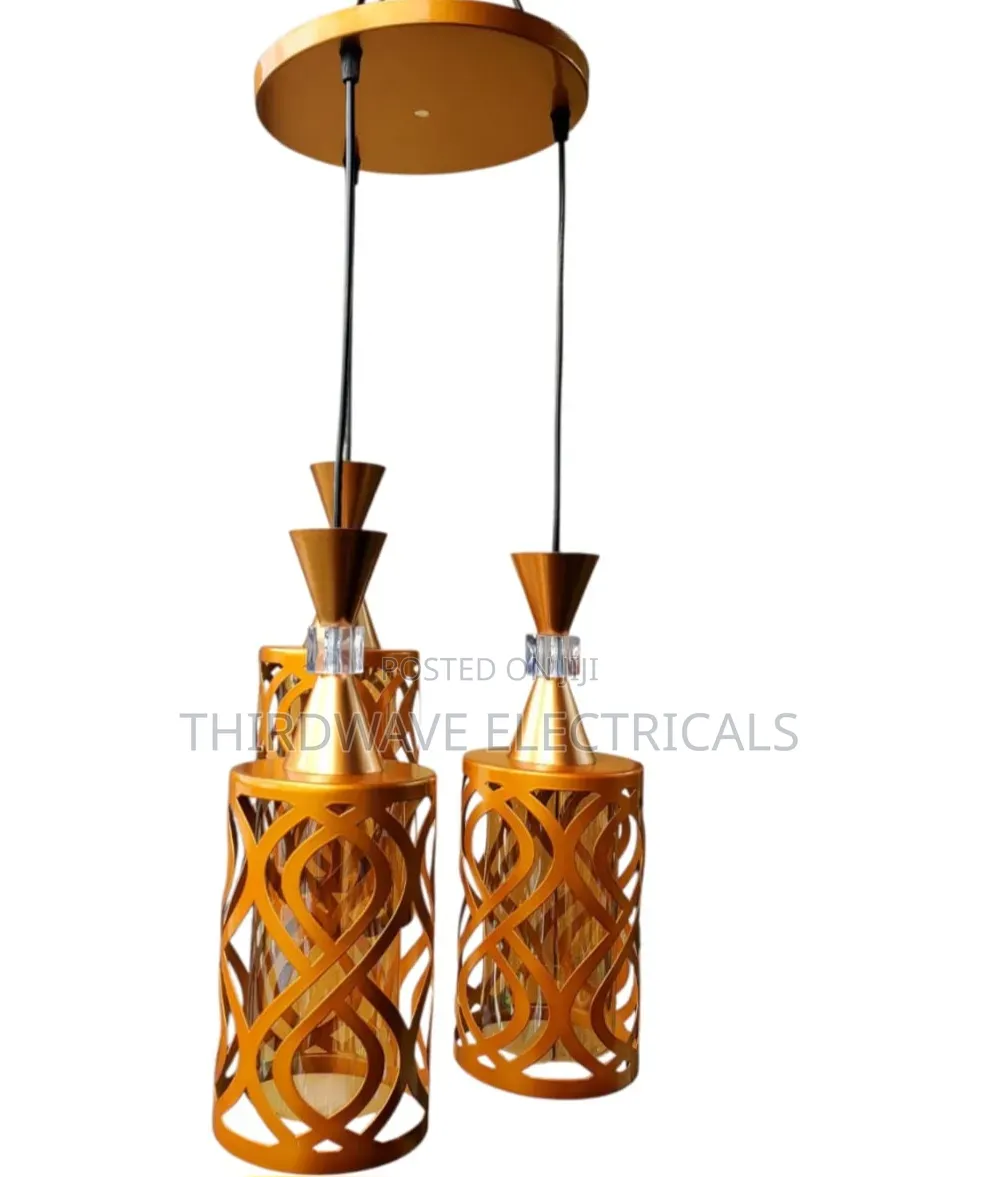 Modern 3-in-1 Decorative Gold Cage Pendant Light K9g